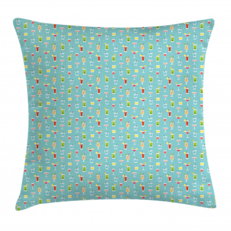 Party Beverages Pattern Pillow Cover