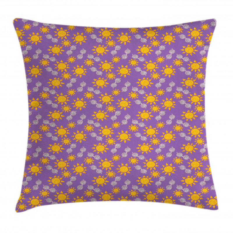 Sun and Sunglasses Pattern Pillow Cover
