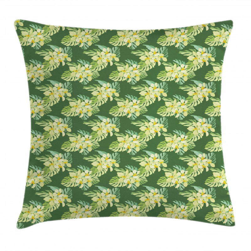 Exotic Flowers and Leaves Pillow Cover