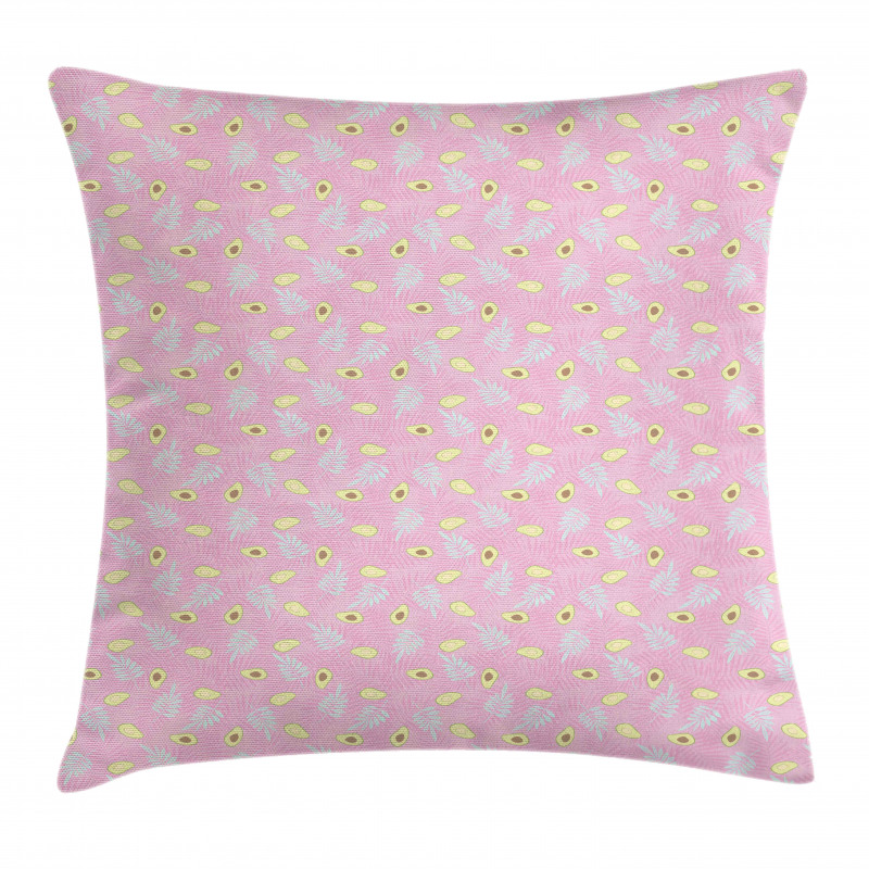 Halved Avocado Tropical Leaf Pillow Cover