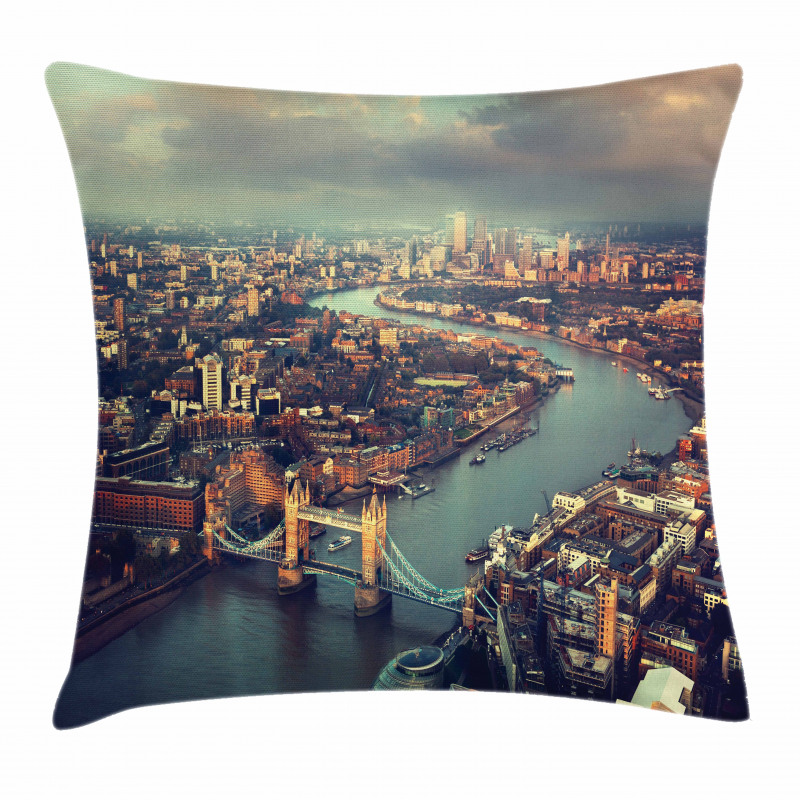 Thames River and Bridge Pillow Cover