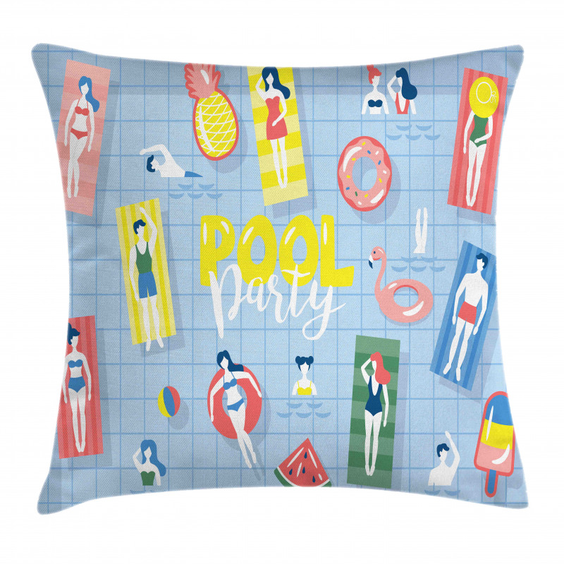 Doodle Characters Summer Pillow Cover