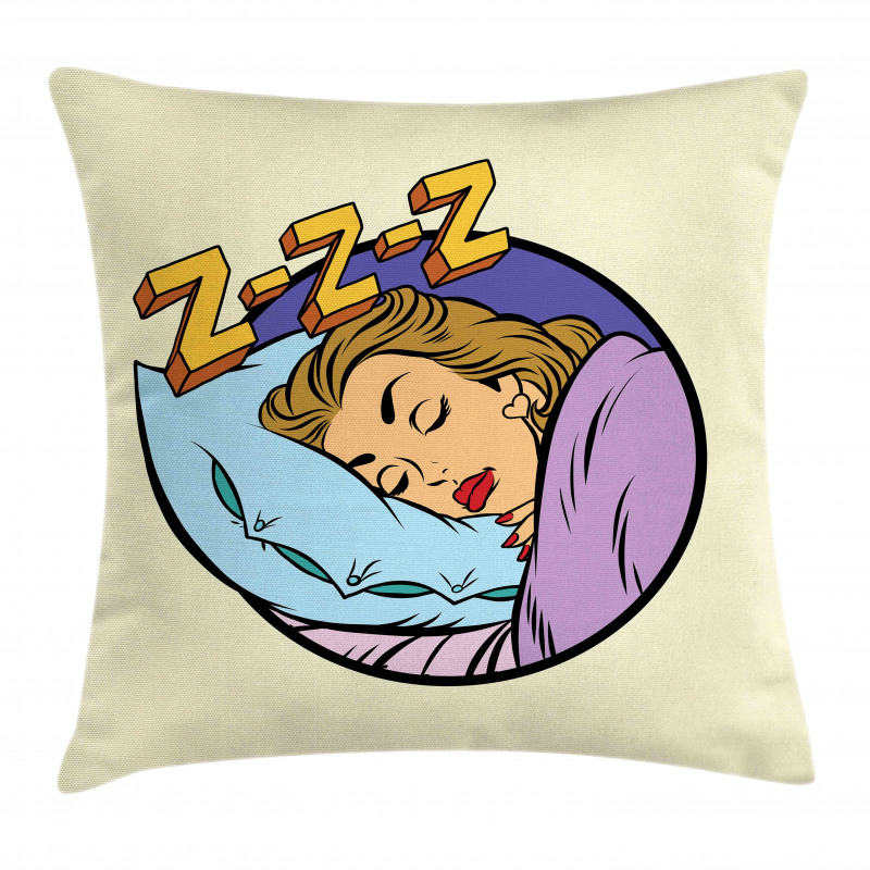 Beauty Sleeping Woman Pop Art Pillow Cover