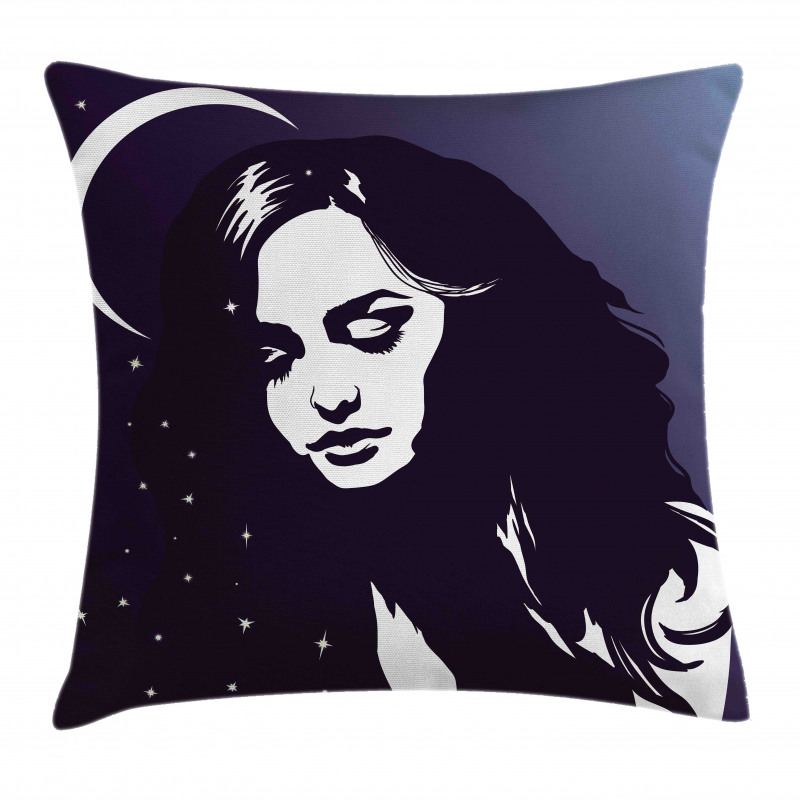 Ombre Dreaming Woman Night Pillow Cover