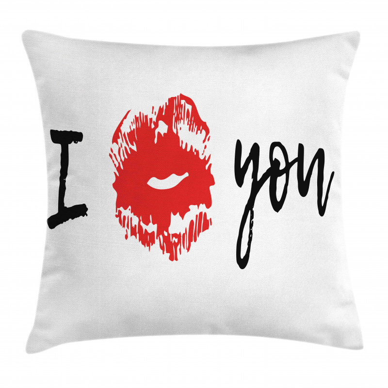 I Kiss You with Lipstick Print Pillow Cover