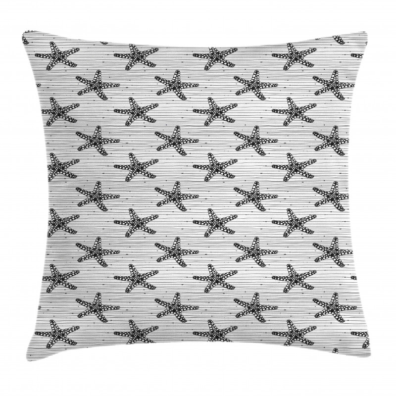 Starfish on Uneven Stripes Pillow Cover