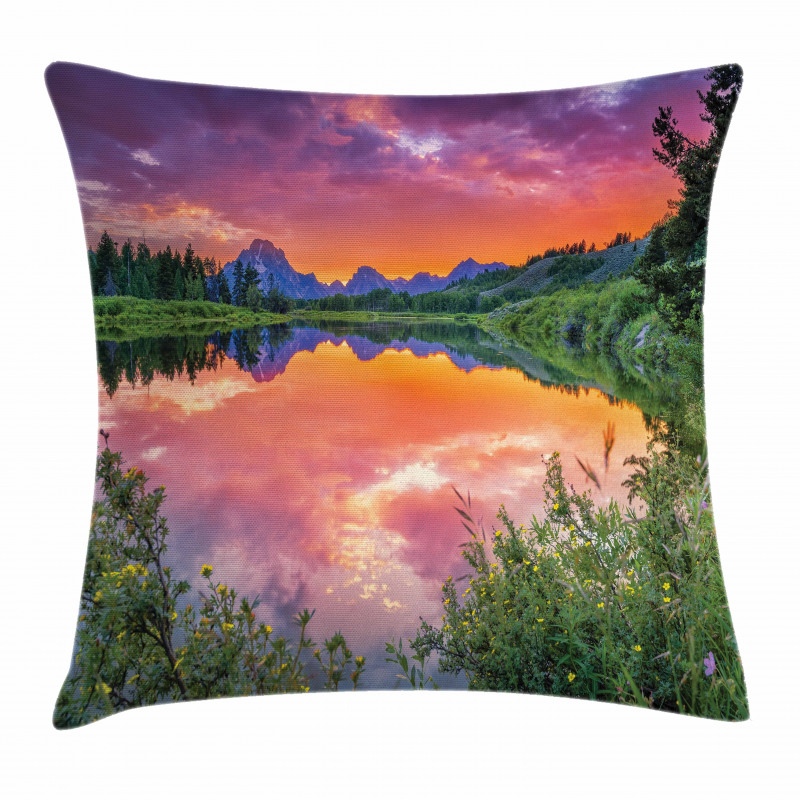 Sunset Reflection River Pillow Cover