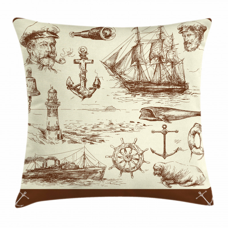 Oceanic Drawing Effect Pillow Cover