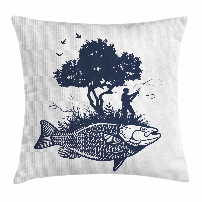 Man on Fish Island Pillow Cover