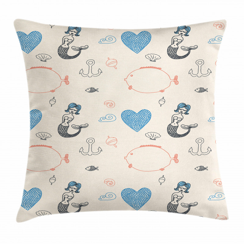 Balloon Fish Hearts Pillow Cover