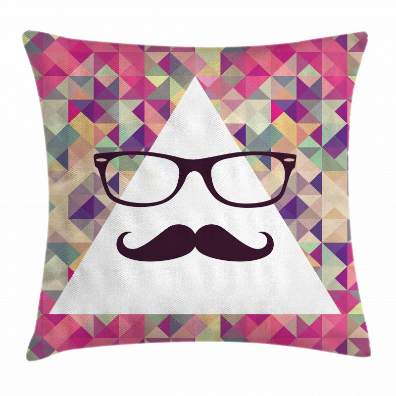 Hipster Mustache Glasses Pillow Cover