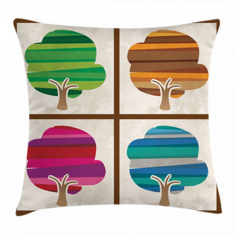 Striped Fall Silhouettes Pillow Cover