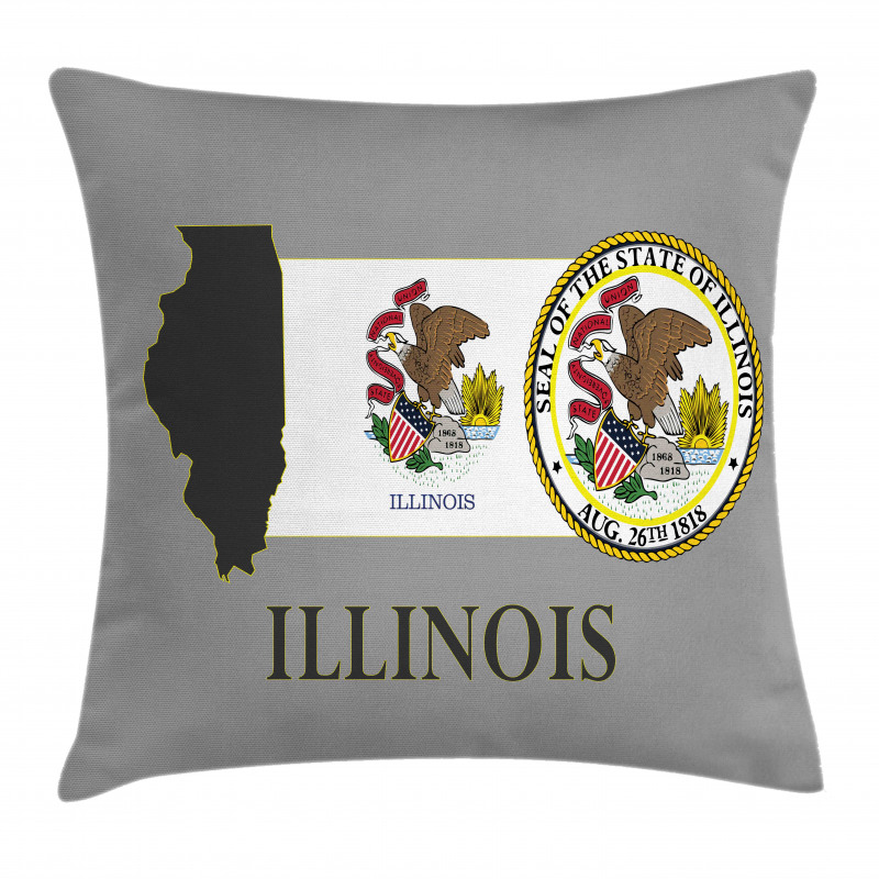 State Map and Flag Eagle Pillow Cover