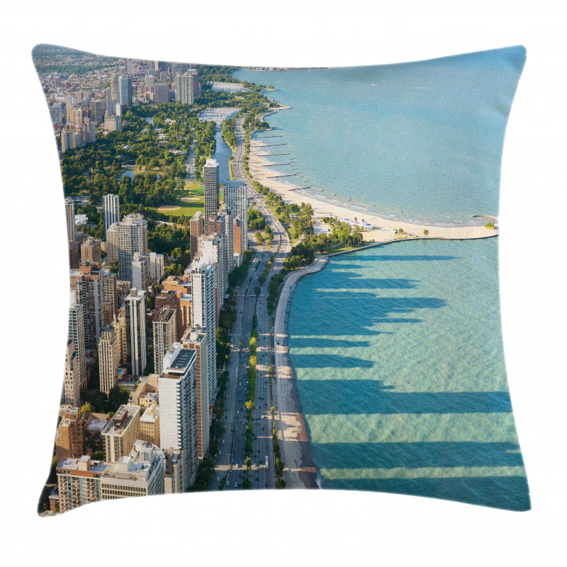 Aerial Vista Chicago City Pillow Cover