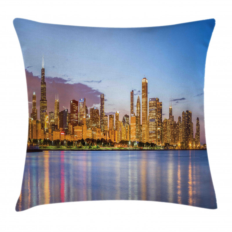 Night Panorama Skyline Pillow Cover