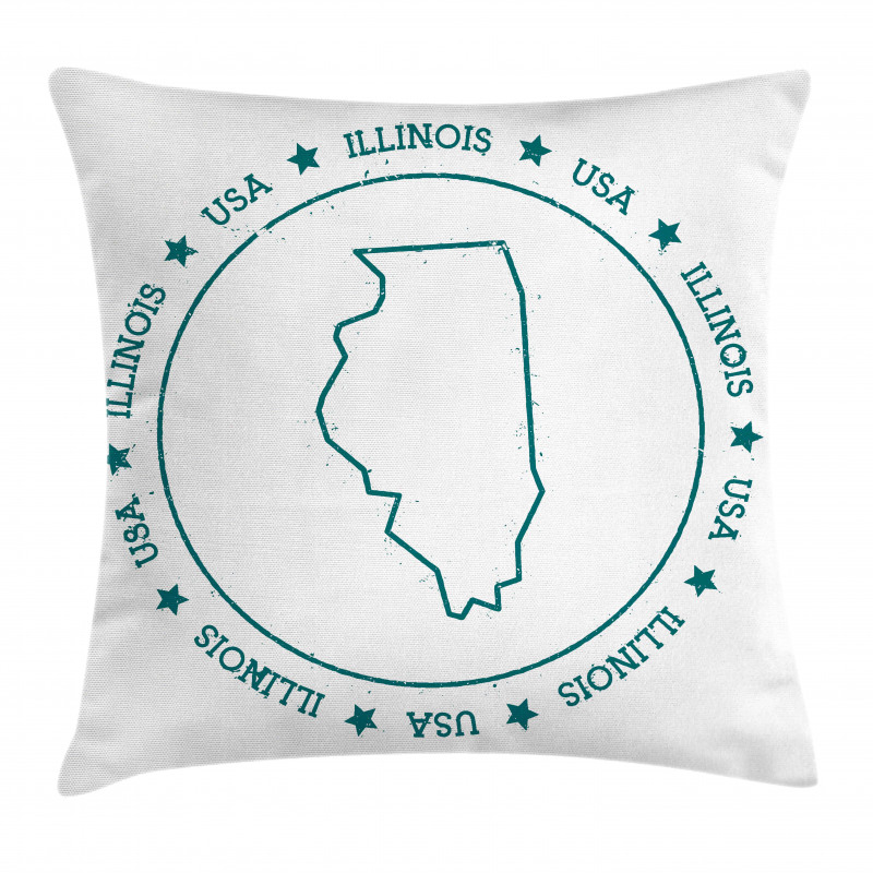 Outline Map in USA Circle Pillow Cover