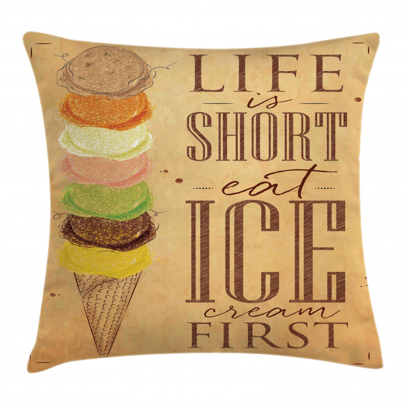 Eat Ice Cream First Scoops Pillow Cover