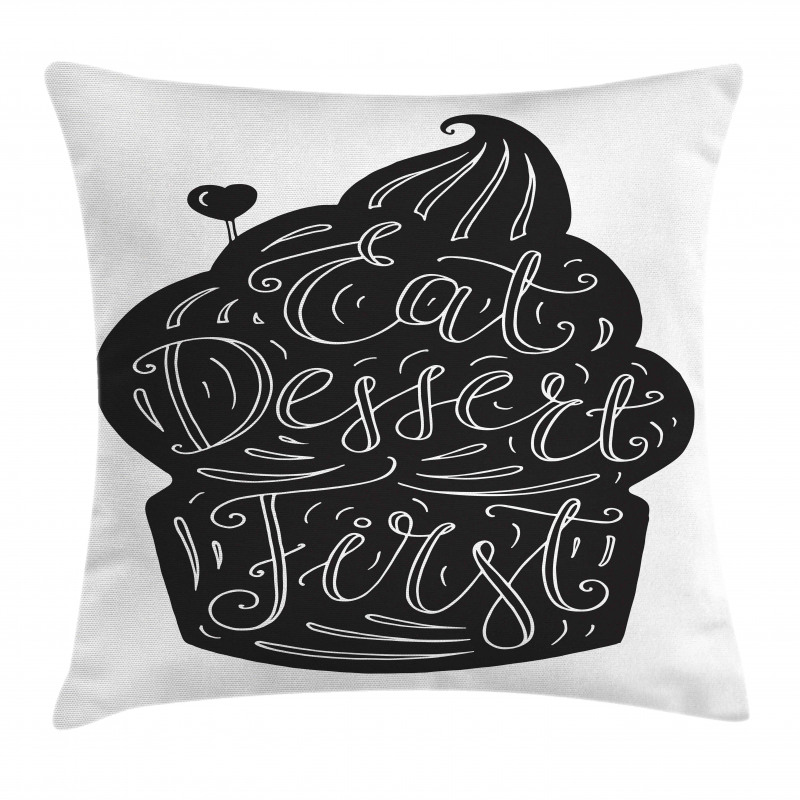 Monochrome Cupcake Doodle Pillow Cover