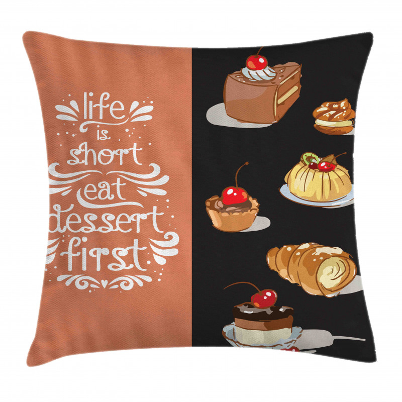 Art Doodle of Tasty Desserts Pillow Cover