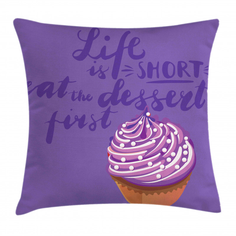 Eat Dessert Vibrant Cupcake Pillow Cover