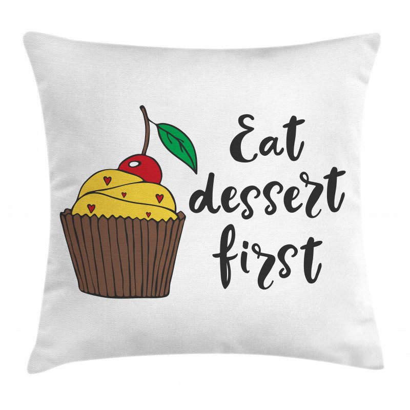 Cherry Top Cupcake Cartoon Pillow Cover