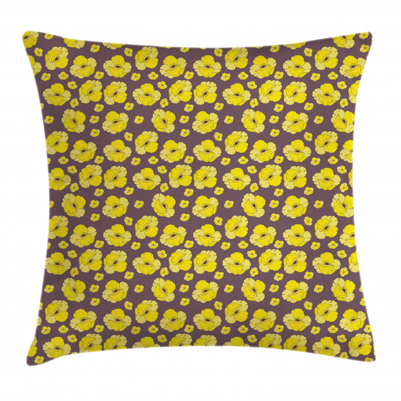 Vintage Yellow Poppy Flowers Pillow Cover