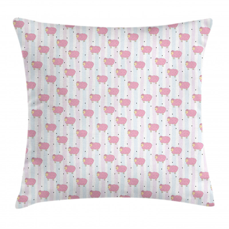 Sheep with Stripes Hearts Pillow Cover