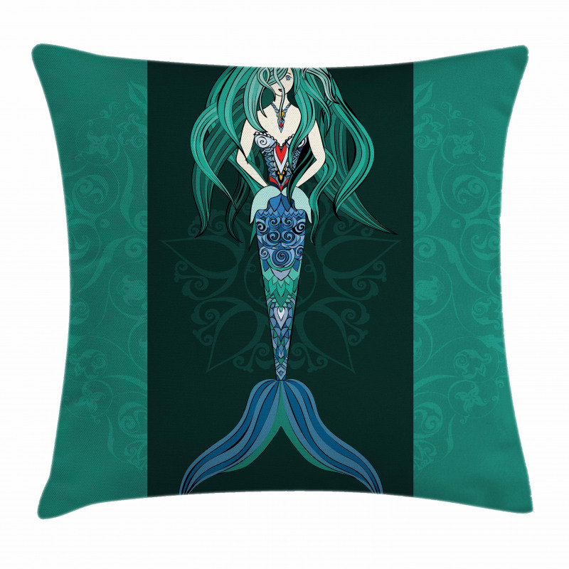 Hand Drawn Mermaid Pillow Cover