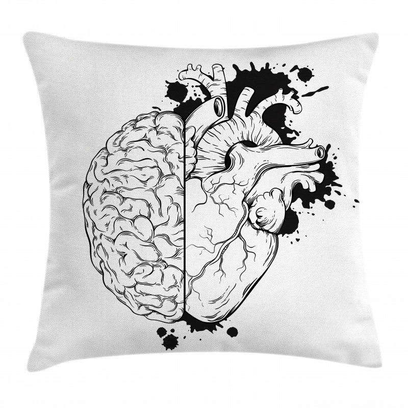 Human Heart and Brain Art Pillow Cover