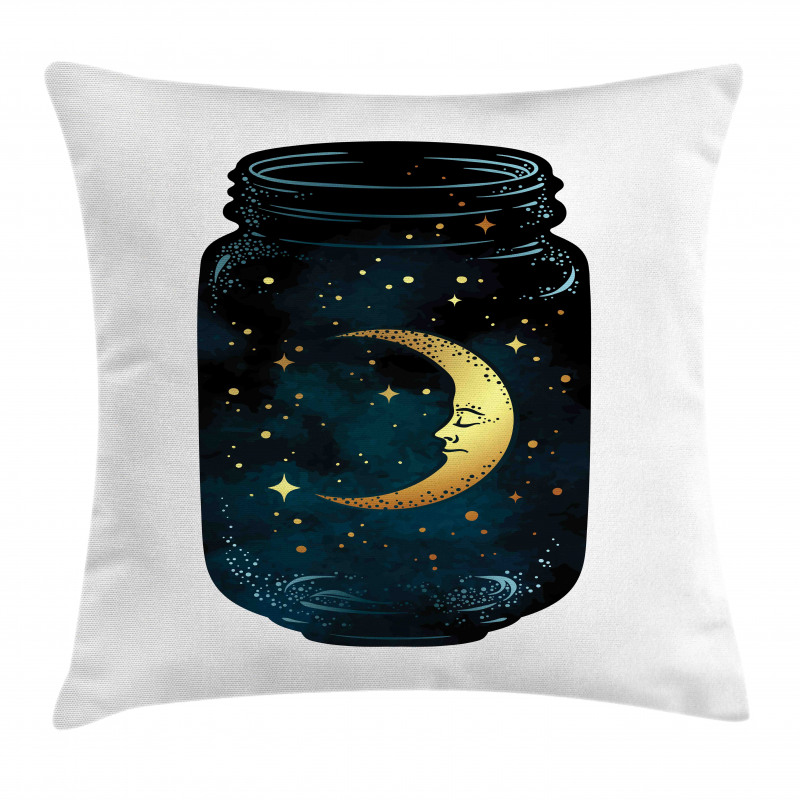 Crescent and Stars in Wish Jar Pillow Cover