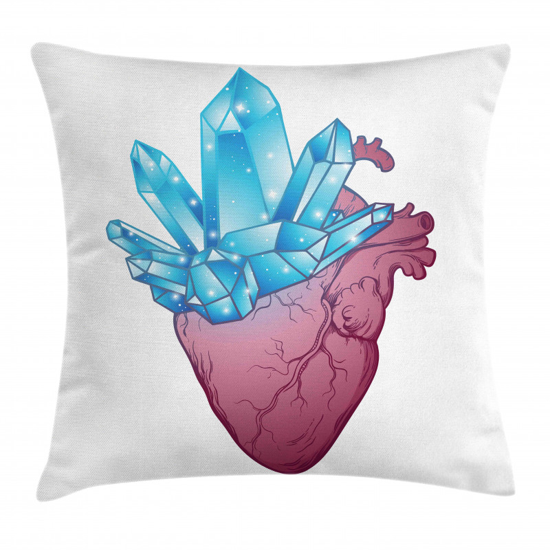 Crystal Growing from Heart Pillow Cover