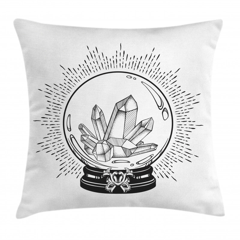 Crystal Ball with Gems Sketch Pillow Cover