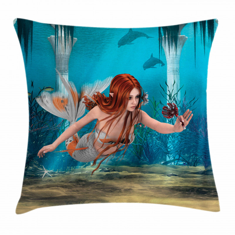 Magic Aqua Sea Lily Pillow Cover
