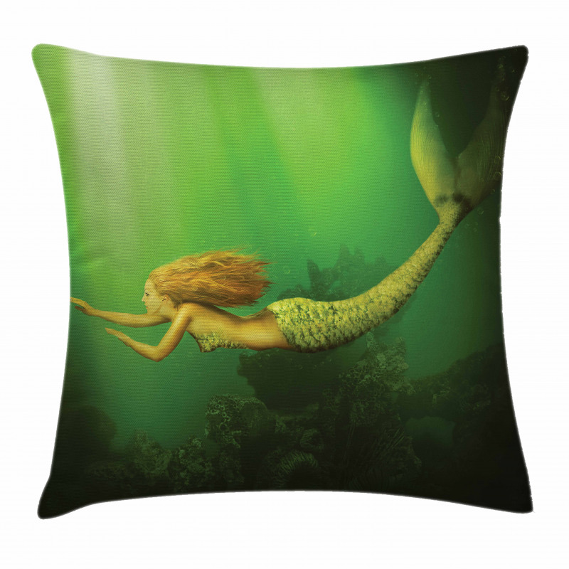 Mermaid with Fish Tail Pillow Cover