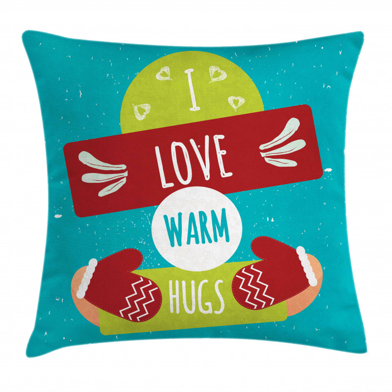 I Love Warm Hugs Gloved Hands Pillow Cover