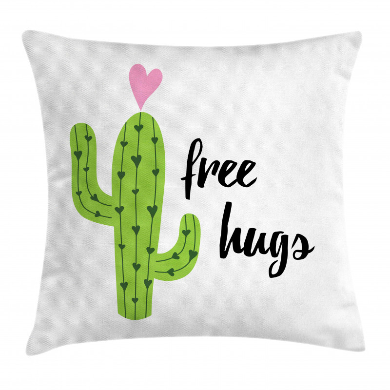 Cactus with Free Hug Words Pillow Cover