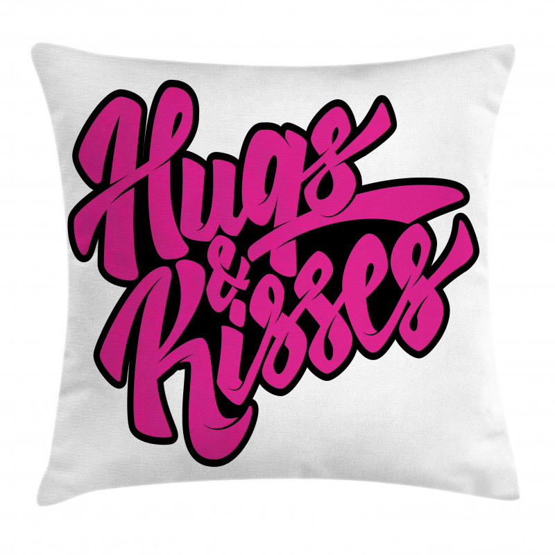 Hugs and Kisses Calligraphy Pillow Cover