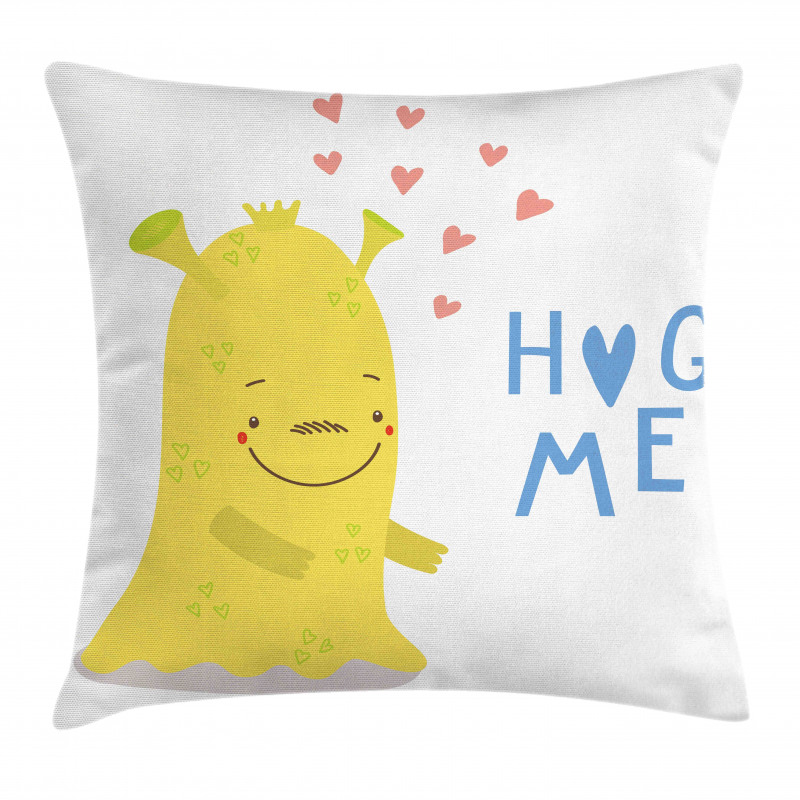 Monster and Hug Me Words Pillow Cover