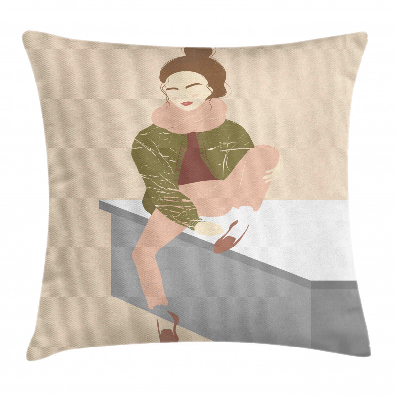 Young Girl with Bun Pillow Cover