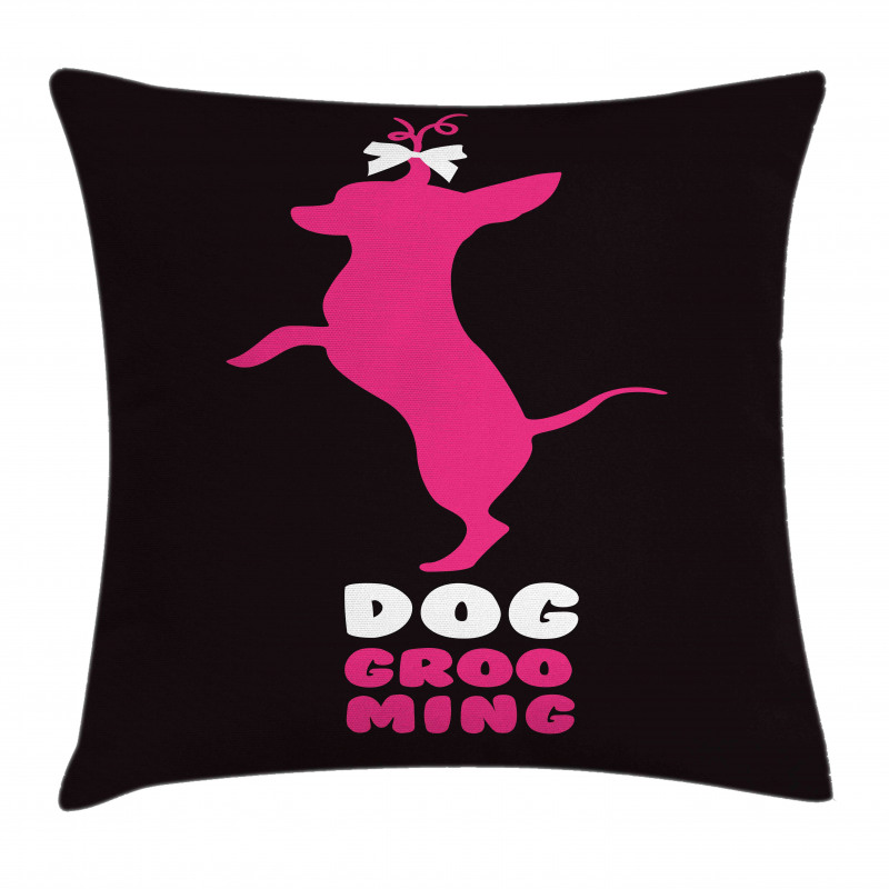 Dog Stands Funny Hair Bow Pillow Cover