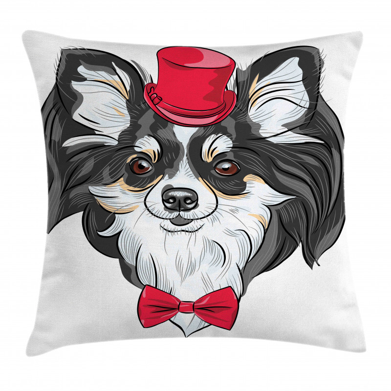 Puppy with Hat and Bow Pillow Cover