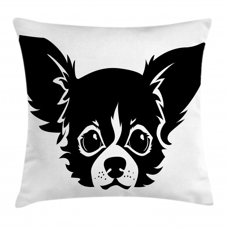 Monochrome Puppy Head Pillow Cover