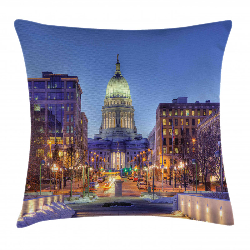 Landmark Building Winter Pillow Cover