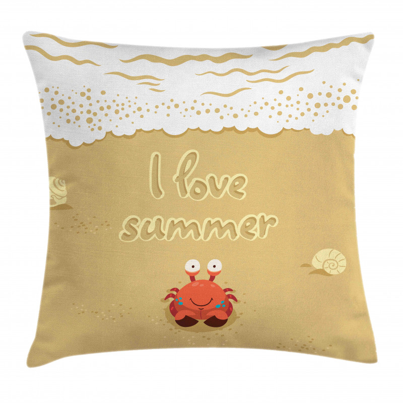 Cartoon Crab I Love Summer Pillow Cover