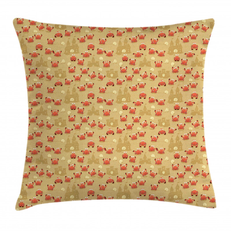 Cartoon Crabs Sand Castles Pillow Cover