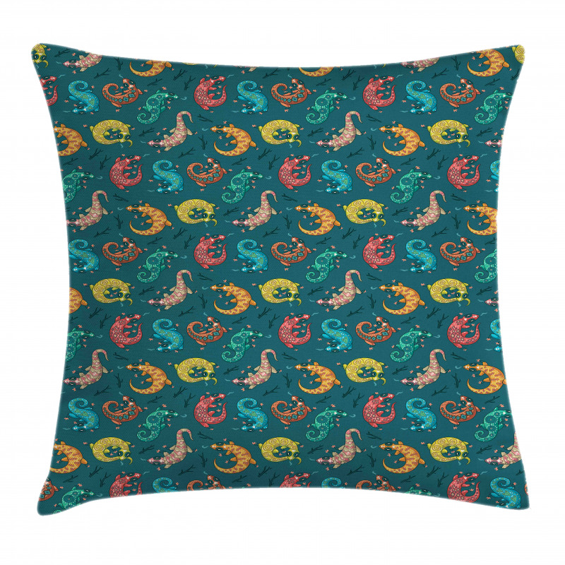 Bohemian Colorful Lizards Pillow Cover