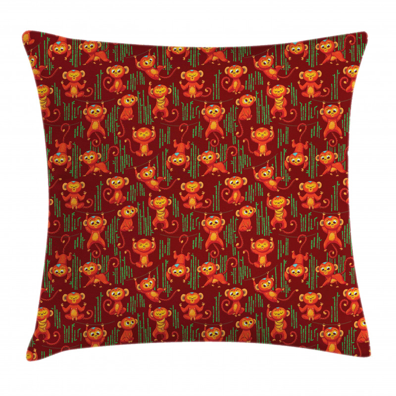 Funny Playful Monkeys Pillow Cover