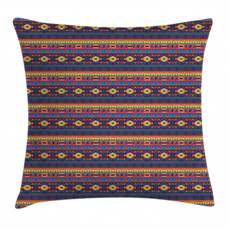 Colorful Folkloric Pattern Pillow Cover