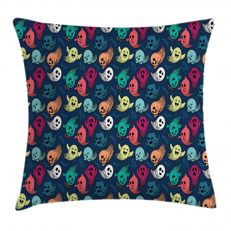 Colorful Spooky Ghosts Pillow Cover