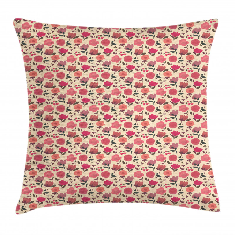 Doodle Flowers and Berries Pillow Cover
